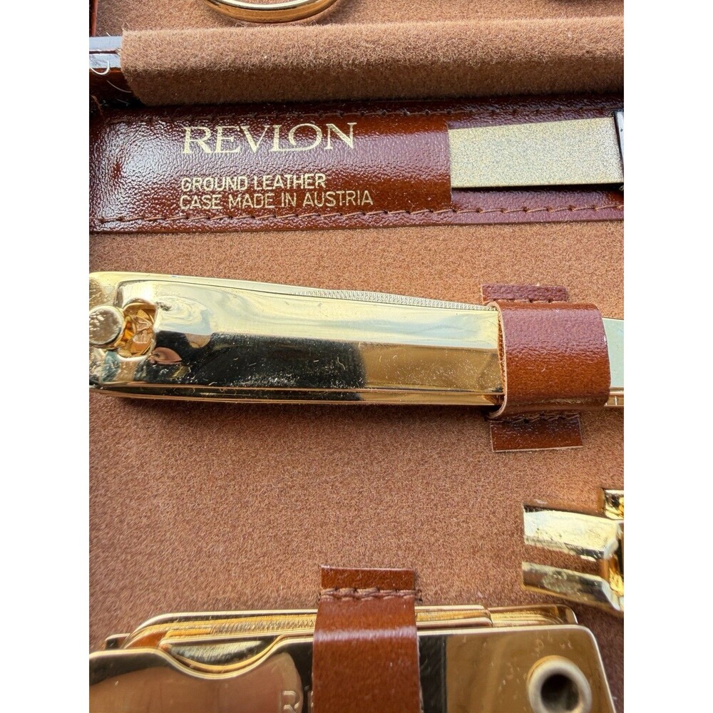 Vintage Revlon 7-Piece ManicureSet in Leather Case, Made in Austria
